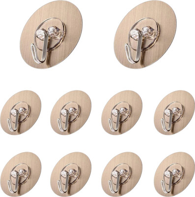 SIGMASTONE Adhesive Hooks for Hanging Heavy Duty Strong Round Wall Hook 10(Pack of 10)
