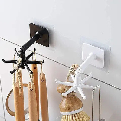 SJK Wall mounting Self Adhesive 360 Degree Rotating Hook for Hanging(Pack of 2) Hook 5(Pack of 1)
