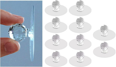 VINSU Diamond Suction Cup Hooks – Set of 10 Clear Decorative Wall Hooks for Bathroom Hook 10(Pack of 10)