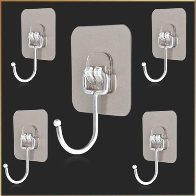 PAVITYAKSH HOOK HANGER GOLDEN PACK OF 5 Self Adhesive Wall Hooks Hook 5(Pack of 5)