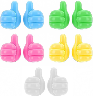 ITUSHA Thumb up wall Hooks Adhesive Silicone Cable Clips Wire Organizer Key Hanger Hook 1(Pack of 10)