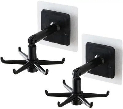 SJK Wall mounting Self Adhesive 360 Degree Rotating Hook for Hanging(Pack of 2) Hook 5(Pack of 1)