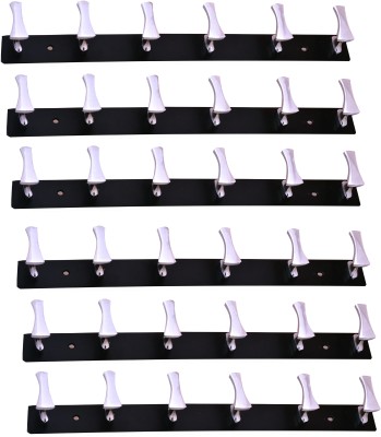 Shoptry LABS STEEL Cloth Hanger RAIL BTTHROOM&DOOR HOOK HANG KEY CLOTH TOWEL ETC Hook Rail 36(Pack of 6)