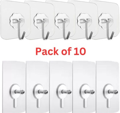 Radha (Combo of 20) 10 PCS Self Adhesive Wall Screw::10 PCS Self Adhesive Wall Hooks Hook 20(Pack of 1)