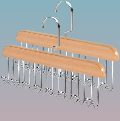Setrion 8 HOOK WOODEN HANGER STORAGE HANGERS Hook 8(Pack of 2)