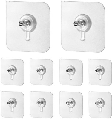 OUI MAMA Wall Hook Clothes Hanging Adhesive Sticky Screw Hooks for Kitchen and Bathroom Hook 10(Pack of 10)