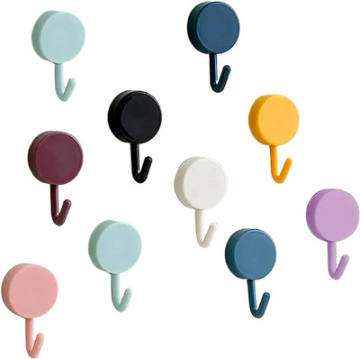 PJA Self Adhesive Wall Hooks Waterproof Adhesive Sticky Round Hooks Hook 10(Pack of 10)