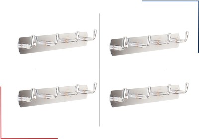 LEEZEN Architectural Hardware 4 Pin Hook Stainless Steel Bathroom Cloth Hooks/Hanger/Door Wall Robe Hooks Hook Rail 16(Pack of 4)