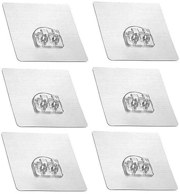 VIHA ENTERPRISE Self Seamless Adhesive Plastic Wall Hooks Heavy Duty Hooks Hook 6(Pack of 6)
