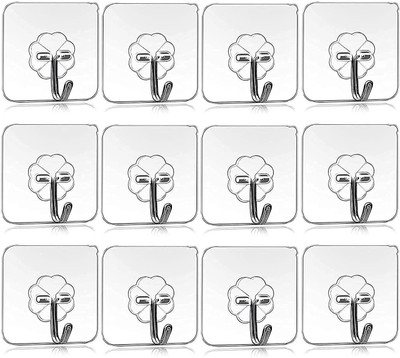 kudarat Adhesive Wall Hooks for Nail Free Strong Stainless Steel Grip PINX12.79 Swivel Hook 12(Pack of 1)