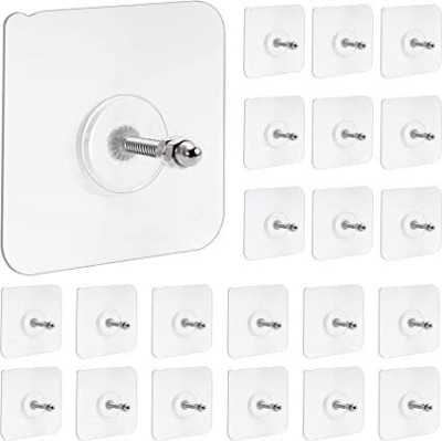 MERCEHIVE Nail Free Wall Hook Screw Adhesive Non-Trace No Drilling Bathroom Hook 20(Pack of 20)