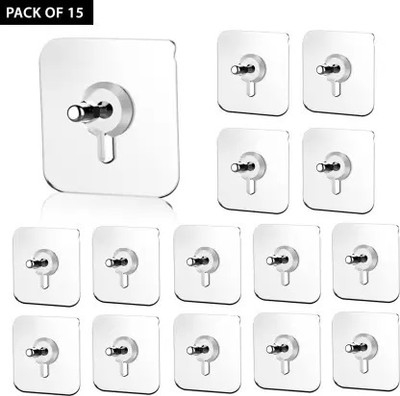 Shreejee Pack of 15 Nail Free Wall Screw Adhesive Non-Trace No Drilling Hook 15(Pack of 1)