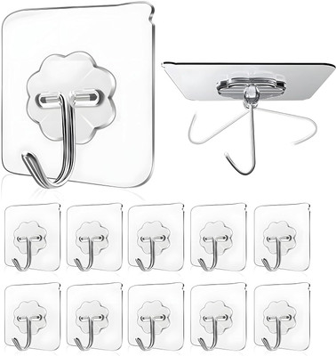 SORAISTIC Wall Hanger Hook Stainless Steel Sticker Hooks for Kitchen, Bathroom & Home Hook 10(Pack of 10)