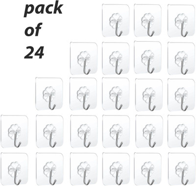 beecraft Heavy Duty Nail Free Sticky Hangers with Stainless Hooks Waterproof and Oilproof Hook 24(Pack of 24)