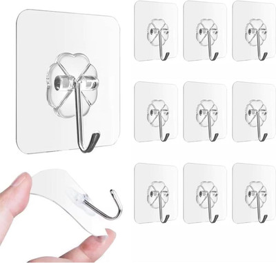 ZUCUR 10 Flower Wall Hooks for Bathroom Accessories Without Drill Hook 10(Pack of 10)