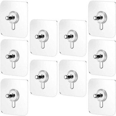 Shalvi Self Adhesive Heavy Duty Hook For Hanging Transparent Hook for Kitchen&Bathroom Hook 10(Pack of 10)