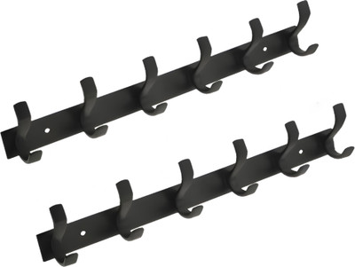 Shoptry LABS STEEL Cloth Hanger RAIL BTTHROOM&DOOR HOOK HANG KEY CLOTH TOWEL ETC Hook Rail 12(Pack of 2)