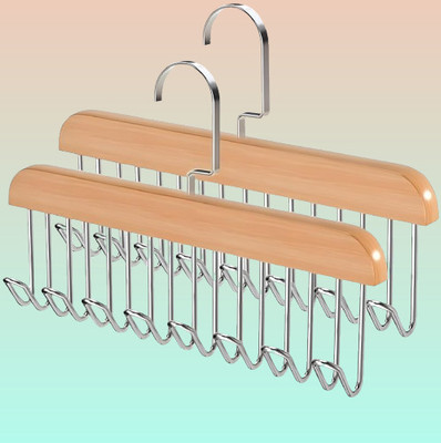 LAYNEX 8 HOOK WOODEN HANGER STORAGE HANGERS Hook 8(Pack of 2)