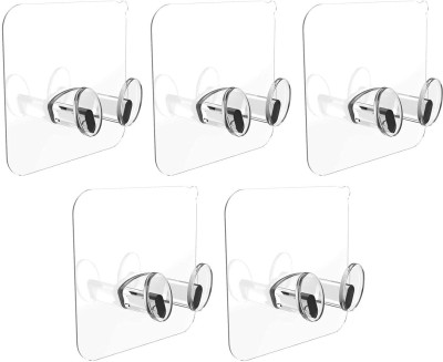 QARB Adhesive Hook Kitchen Bathroom Door Hanger Wall Adhesive Hook Plug Socket Door Hook 5(Pack of 5)