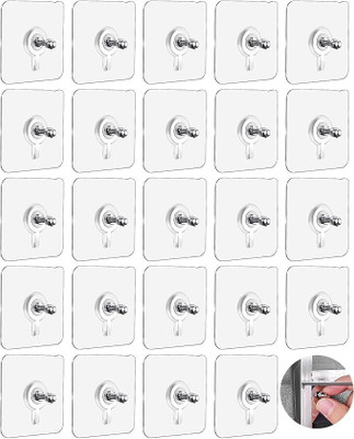 LeafBlu Wall Screw Hooks Without Drill Screw Wall Hooks Self Adhesive for Hanging Strong Hook 25(Pack of 1)