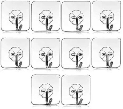 TS MART 10 Pc Adhesive Sticker ABS Plastic Hook self adhesive wall hanger Hook 10(Pack of 10)