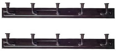 Implemental Metal 5 Hook Door/Wall Cloth Hanger with Screws (Set of 2 Hanger) Hook 5(Pack of 2)