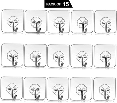FLIPZONE 15 Pcs Self Adhesive Wall Hooks Hook 15(Pack of 15)