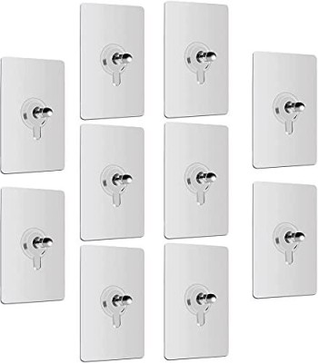 eshopy Screw For Wall Stainless Steel Nail Free, Non-Trace No Drilling Sticking Hooks Hook 10(Pack of 10)