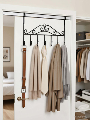 RZONE Premium Metal 7 Hook Door Hanger for Kitchen, Living Room & Bedroom Accessories Organizer, Scarf Organizer, Regular Organizer