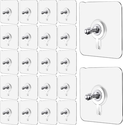 MERCEHIVE Nail Free Wall Hook Screw Adhesive Non-Trace No Drilling Bathroom Hook 20(Pack of 20)
