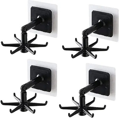 SJK Wall mounting Self Adhesive 360 Degree Rotating Hook for Hanging(Pack of 2) Accessories Organizer