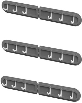 HEYMAK 3pc 6 Hooks Bathroom Folding Wall Mounted Storage Hanging Cabinet Cabinet Rack Hook Rail 6(Pack of 3)