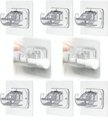 ABINKO Transparent Self-Adhesive Hook / No Drilling Wall Holder / Curtain Rod Holder / Hook 8(Pack of 8)