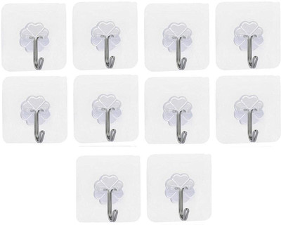 SARVAVIKRI 10 Packs Transparent Reusable Adhesive Wall Hooks Hook 1(Pack of 10)