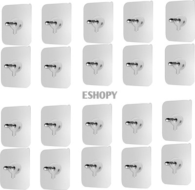 eshopy Nail Free Wall Screw Self-Adhesive Non-Trace No Drilling Bathroom Installation Hook 20(Pack of 20)