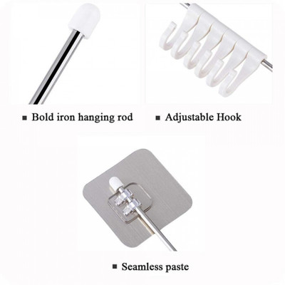 WebDealz Multipurpose Self Adhesive Kitchen Wall Mounted Rack Storage With 6 Hooks Hook Rail 1(Pack of 1)