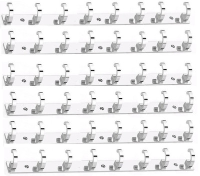 Shoptry LABS STEEL Cloth Hanger RAIL BTTHROOM&DOOR HOOK HANG KEY CLOTH TOWEL ETC Hook Rail 48(Pack of 6)