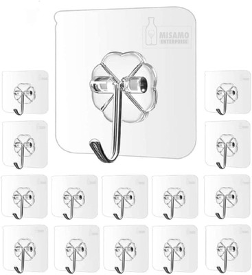 XOIC CHEM PVC Wall Hooks for Bathroom Accessories Without Drill, Pack of 20, Transparent Hook 1(Pack of 20)