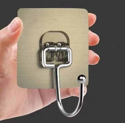 eshopy Large Adhesive Hooks Waterproof Wall Hooks Stainless Steel Wall Hook for Home Hook 12(Pack of 12)