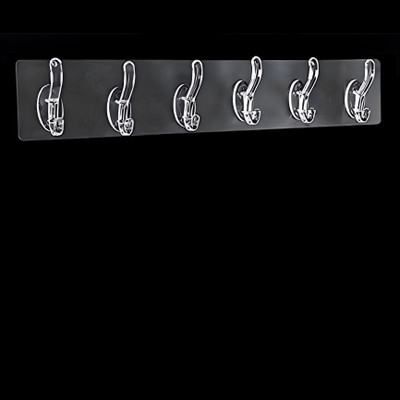 Paradise Self Adhesive Wall Hooks Rail for Bathroom & Kitchen | Easy to Install Hook Rail 6(Pack of 1)