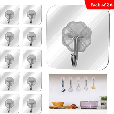 beecraft Self Adhesive Wall Hooks, Strong Sticky Hooks, No Drilling | Easy Installation Hook 36(Pack of 36)