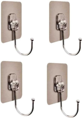 eshopy Hook Hanger Golden Large Adhesive Hooks Stainless Steel for Towel and Coats Hook Hook 4(Pack of 4)