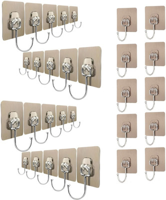 BRAND VILLA Self Adhesive Wall Hooks, Heavy Duty Stainless Steel No Drill Wall Hooks Hook 30(Pack of 30)