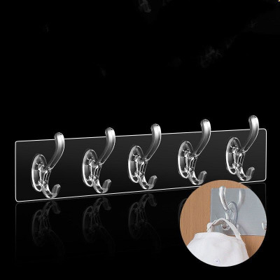 Gnexin Self Adhesive Heavy Duty Hook Rail with 6 Hooks (No Drill/Nail) HG021 Hook Rail 6(Pack of 1)