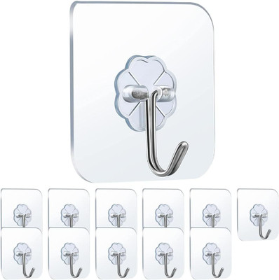 DORPUT Adhesive Flower Wall Hooks Heavy Duty Kitchen & Home Accessories Swivel Hook Hook 1(Pack of 15)