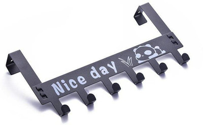 Fulkiza New Over Door Hook Hanger Cartoon Rack Heavy-Duty Hook Organizer with “Nice Day” Hook Rail 6(Pack of 1)