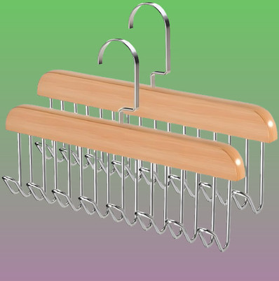 Omtrix 8 HOOK WOODEN HANGER STORAGE HANGERS Hook 8(Pack of 2)