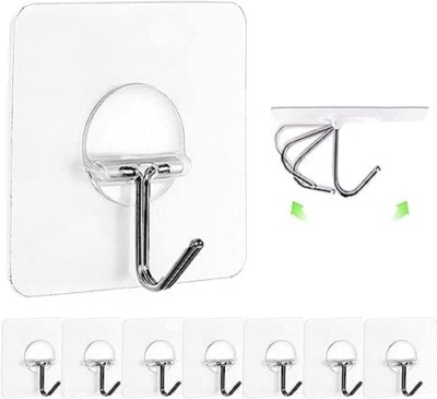 MSclassy 10 Pc Adhesive Sticker ABS Plastic Hook self adhesive wall hanger Hook 10(Pack of 10)