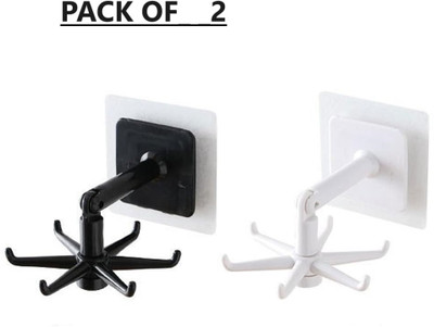 ZWINKO Multipurpose Self Adhesive 360° Rotating Folding Hook ensil Hanger Hook 5(Pack of 2)