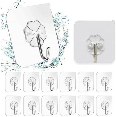 SIDDIVINAYAK CREATION Transparent Strong Self Adhesive Door Wall Hangers Hooks Hook 1(Pack of 20)